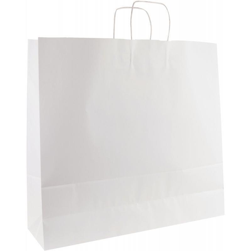 Carton de 100 sacs kraft blanc - poignées torsadées - 40+16x45cm - 100g/m² - Fabricant GPV_0