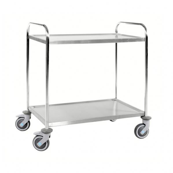 Chariot inox C3 - KONGAMEK - 2 tablettes - solide et hygiénique, fabriqué en Suède_0