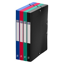 CHEMISE BOX PLASTIQUE OXFORD 24 X 32 CM DOS 2,5 CM - COULEURS ASSORTIES - LOT DE 12