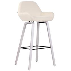 CLP Tabouret de bar nan en tissu à 4 pieds Crème/Bois de chêne Blanc - beige textile 318152_0