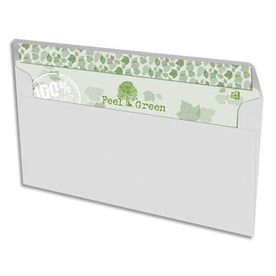 ENVELOPPES 100% RECYCLEES 110X220 OXFORD - BLANCHES - AUTO-ADHESIVE - 90G - BOÎTE DE 500