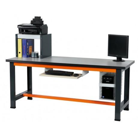 Établi informatique simple - plateau stratifié haute température 2000 x 750mm - avec support UC et clavier/souris coulissant_0