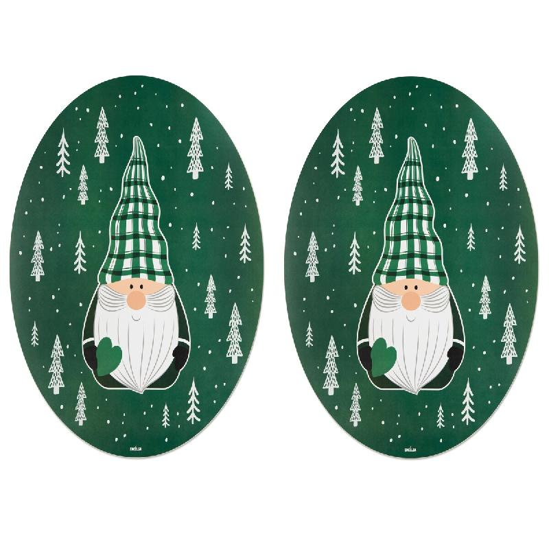 Excelsa set de 2 sets de table ronds 38x38 cm Green Winter Plastique Vert - vert plastique polypropylène 69337_0
