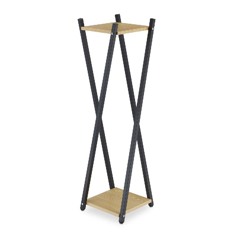 Helloshop26 - Étagère à plantes haute design géométrique 99 x 29 x 29 cm en MDF effet marbre noir 13_0010978 - noir métal 3000245511948_0