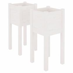 Helloshop26 - Jardinière bac lit surélevé plantes fleurs jardin terrasses d'extérieur lot de 2 31 x 31 x 70 cm bois de pin blanc 02_0038891 - 3000_0