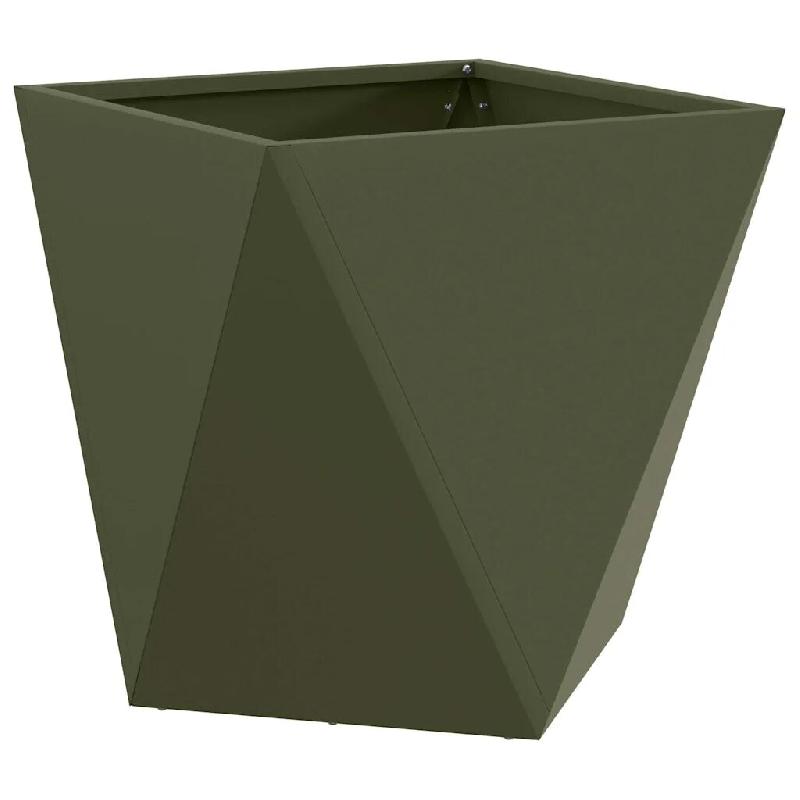 Helloshop26 - Jardinière moderne pour extérieur 40 x 40 x 40 cm avec base intégrée élégante design en acier vert olive 02_0053068 - vert acier 3_0