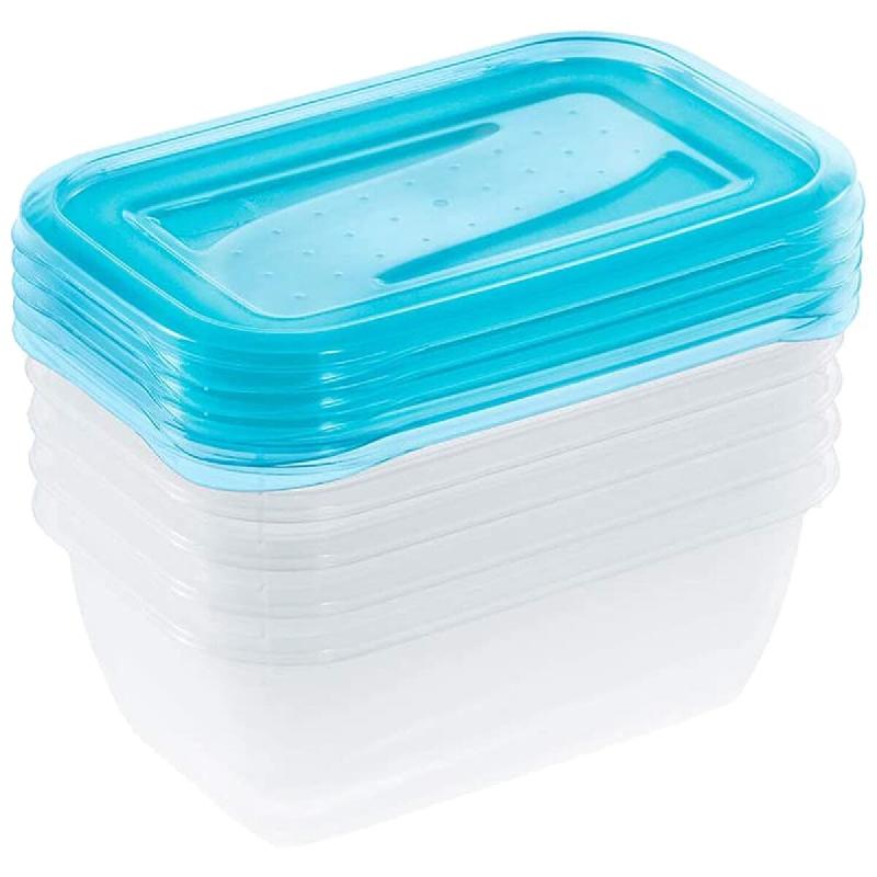 Keeeper - Lot de 5 boîtes alimentaires, 5 x 500 ml, 15,5 x 10,5 x 6 cm, Fredo Fresh, bleu transparent - bleu plastique KEE202_0