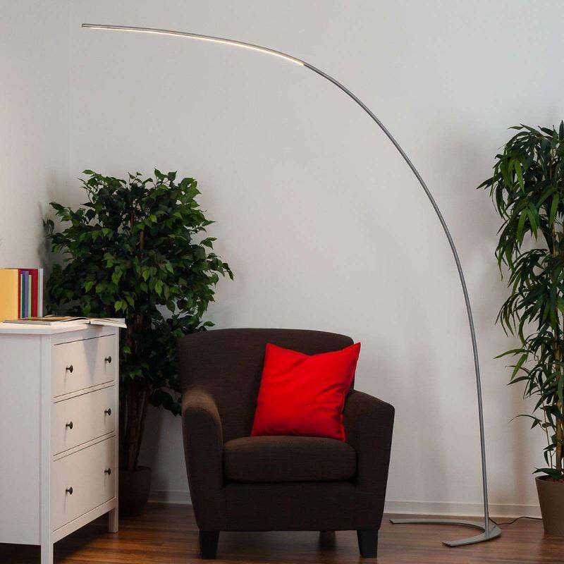 LINDBY LAMPE SUR PIED LED DANUA, ARGENT, MÉTAL, HAUTEUR 200CM