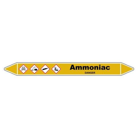 LOT DE 3 - MARQUEUR DE TUYAUTERIE - AMMONIAC - NFX 08-105 - VINYLE LAMINÉ 150 X 12 MM