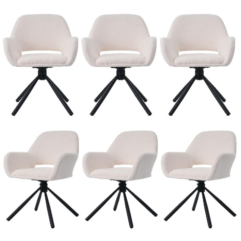 Merax Chaise de salle à manger (ensemble, 6 pièces), ensemble de 6 chaises rembourrées, chaise pivotante, fauteuil, chaise de bureau, housse Sherpa_0