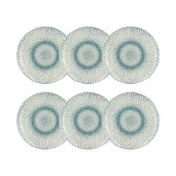Novastyl - Lot 6 Assiettes Plates Aqua 27cm En Porcelaine Blanc Et Bleu - bleu porcelaine 3256391044155_0