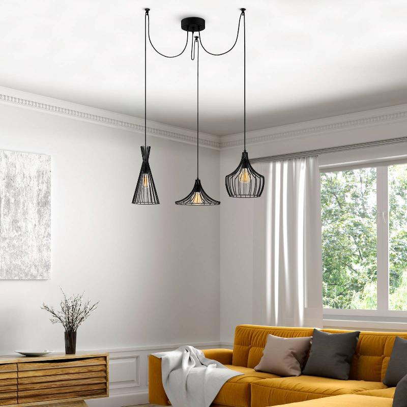 OPVIQ SUSPENSION MEZOPOTAMYA N-1291 À 3 LAMPES NOIR