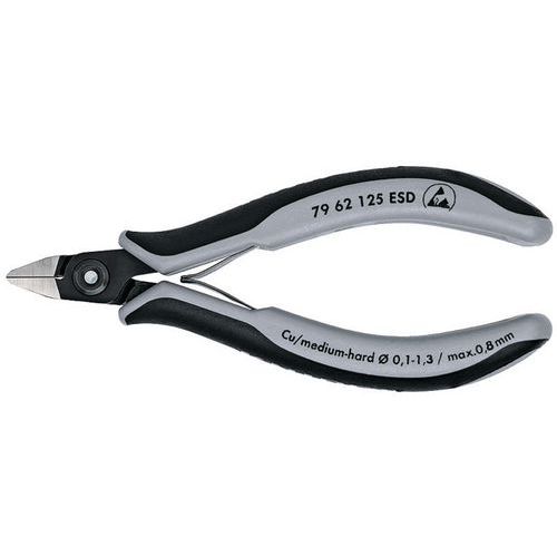 PINCE COUPANTE SANS BISEAU 125MM - RESSORT - ESD SERRE-FILS - KNIPEX