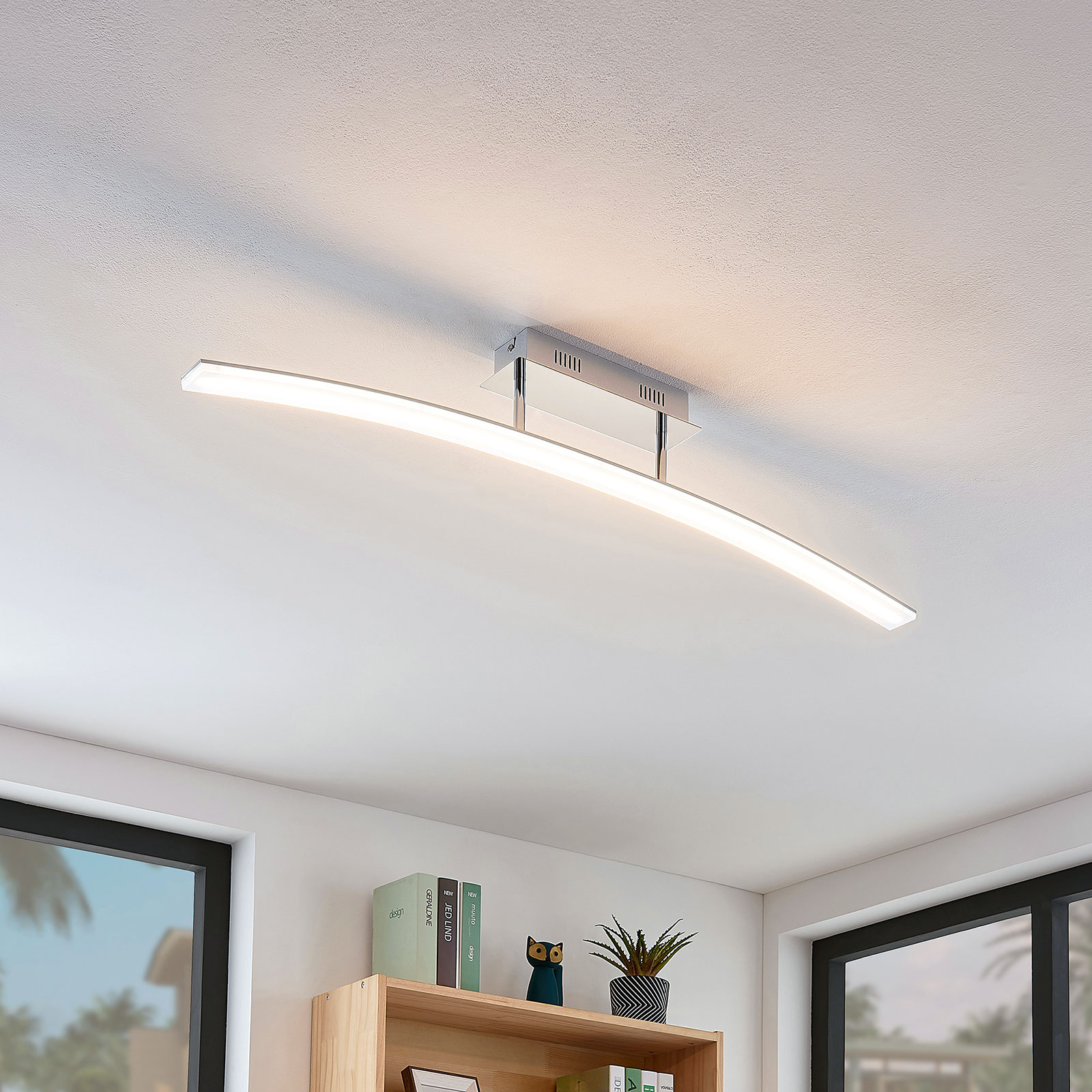LUCANDE, PLAFONNIER LED LORIAN, 99 CM, CHROME, MÉTAL