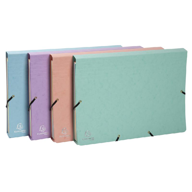 POCHETTE TRIEUR CARTE MULTICOLORE 12 COMPARTIMENTS AQUAREL - 34X24,5CM - COULEURS ASSORTIES - LOT DE 4