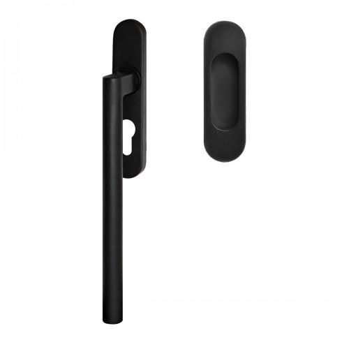 POIGNÉE DE MANOEUVRE PORTE COULISSANTE MADEIRA ROSACE OVALE -NOIR -CLÉ I INT KARCHER DESIGN