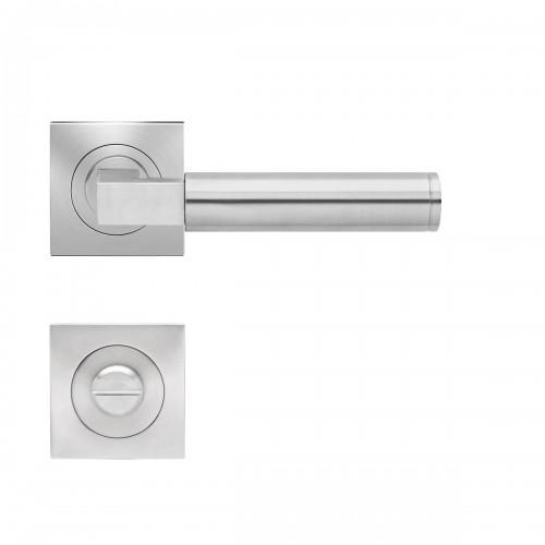 POIGNÉES DE PORTE SUR ROSACES CARRÉES ER 31Q TASMANIA -INOX SATINÉ -CONDAMNATION KARCHER DESIGN