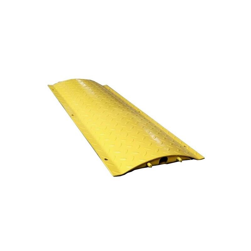Ralentisseur monobloc acier haute visibilité - 40 T - surface striée anti-glisse - passe-câble 35mm - hauteur 50mm_0