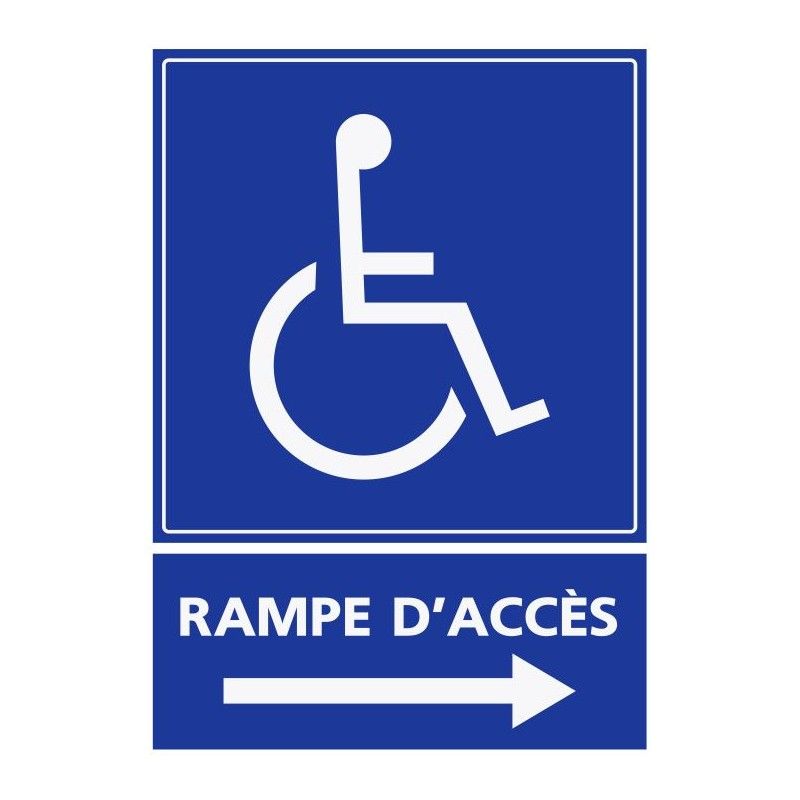 Refz413 - Panneau handicapé rampe d'accès - direction droite - ABC Signalétique - PVC, ALU ou autocollant - 5 à 40 cm_0