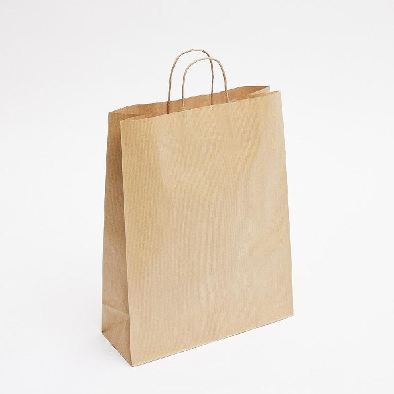 Sac kraft vergé brun - poignées torsadées - 32x12x40cm - par 50_0