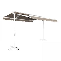 Oviala Business Store double pente avec coffre 3 x 4 m en aluminium taupe - gris aluminium 104783_0