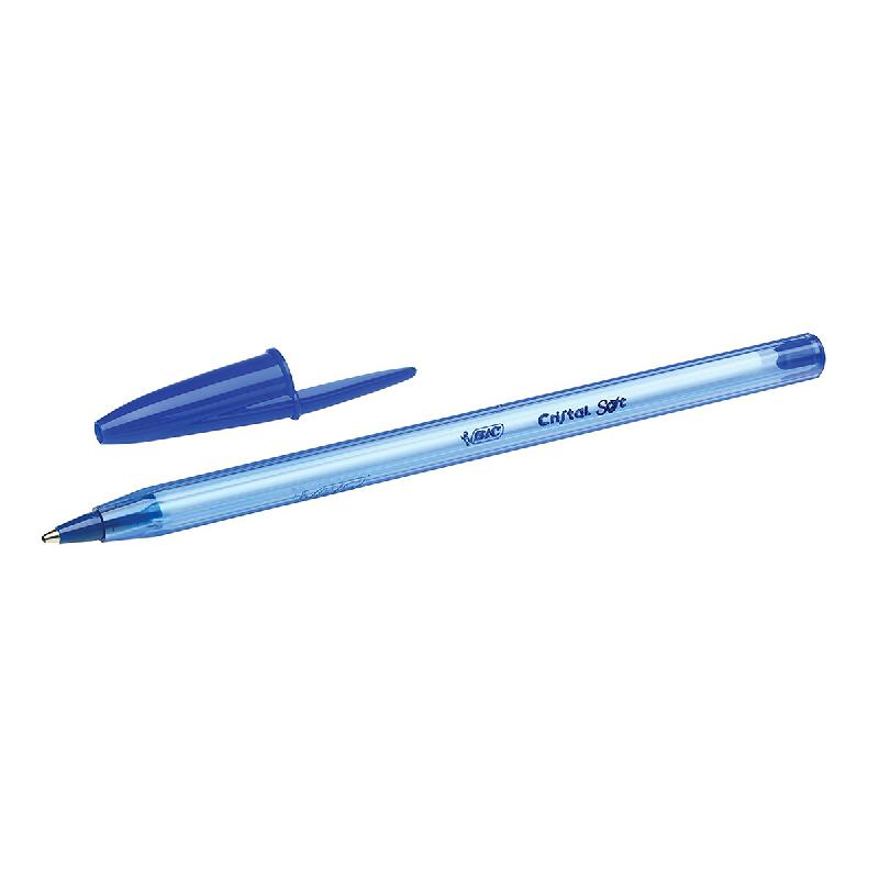STYLO BILLE BIC CRISTAL SOFT - ECRITURE MOYENNE - BLEU - LOT DE 50