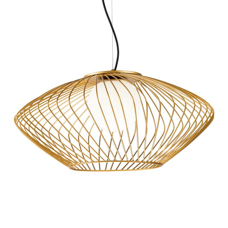 MAYTONI SUSPENSION PLEC AVEC ABAT-JOUR CAGE EN DORÉ