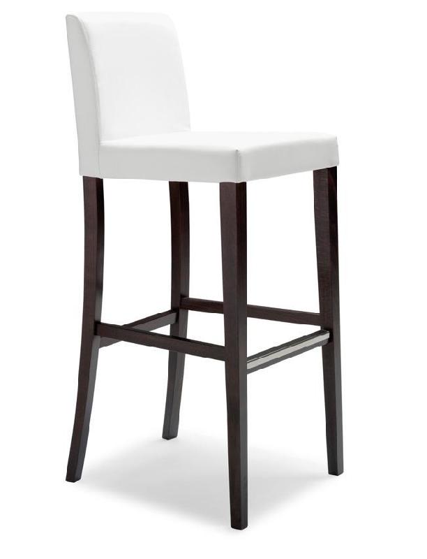 Tabouret de bar Myriam - assise et dos rembourrés - structure en bois de hêtre massif - repose-pieds métal en option_0