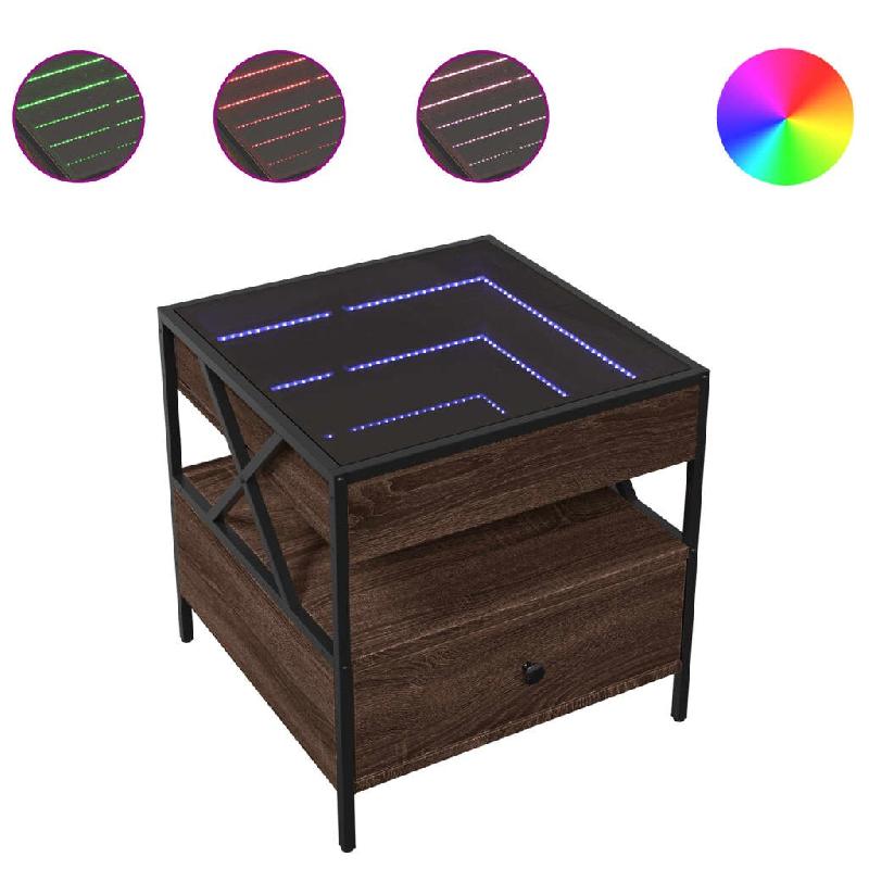 VidaXL Table basse avec LED Infinity chêne marron 50x50x51 cm Modèle Orion Pro - 847716_0
