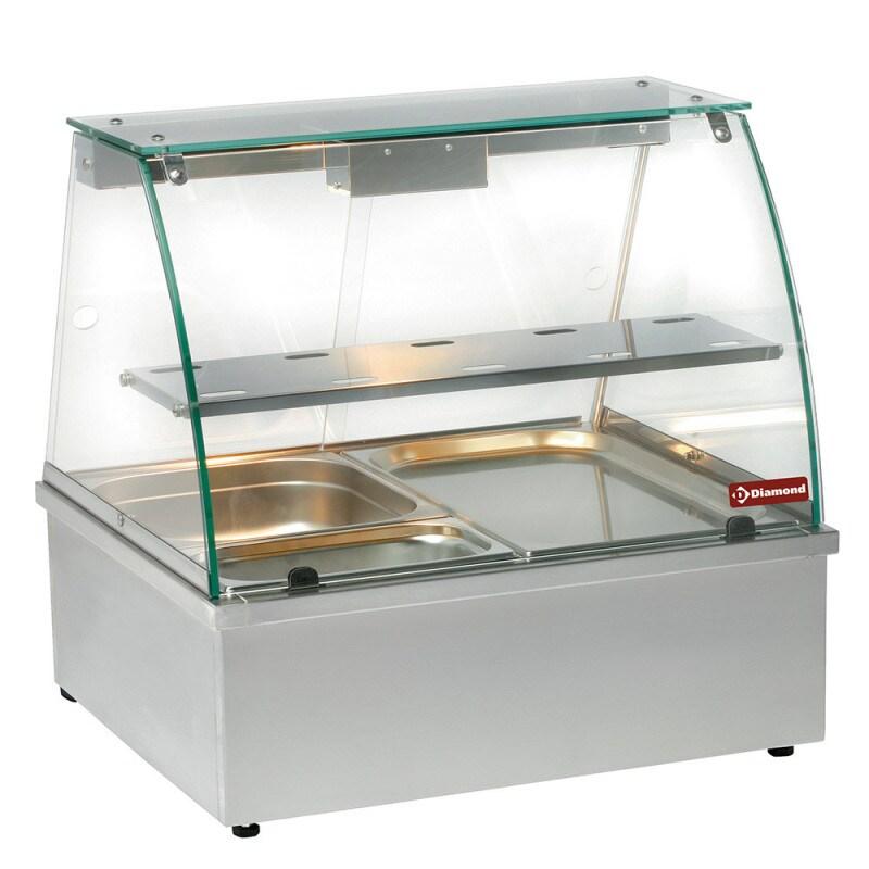 Vitrine chauffante bain-marie 2 x GN 1/1 pano. - Diamond - 0605848930375_0