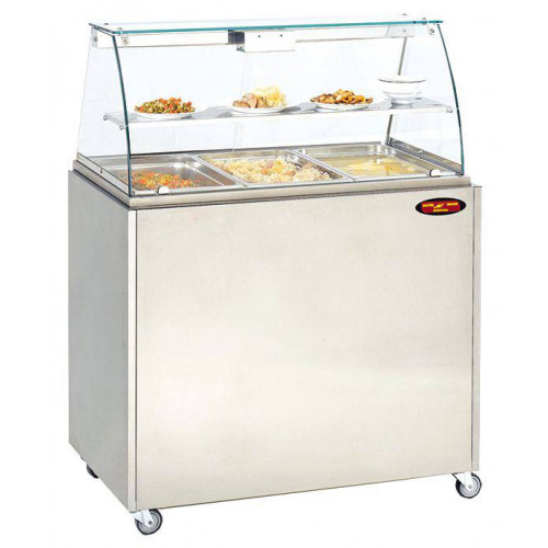 VITRINE CHAUFFANTE BAIN-MARIE PANORAMIQUE SUR MONOBLOC - 3XGN 1/1