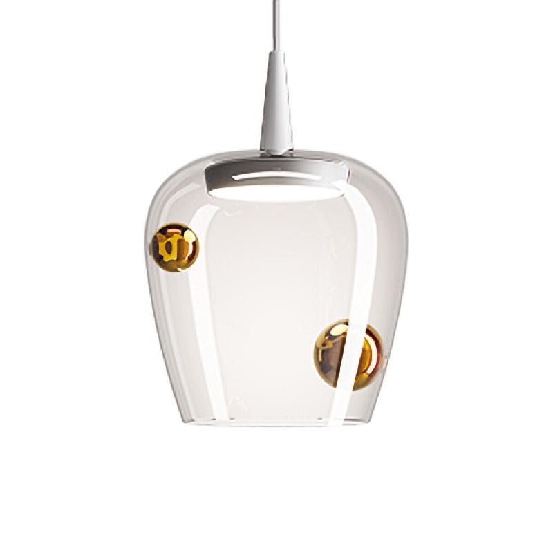 Zafferano Suspension Bilia 230V LED 8W 3000K Verre Borosilicate Blanc Bronze Diamètre 18cm Hauteur Réglable 324cm Design Élégant - multicolore 805_0
