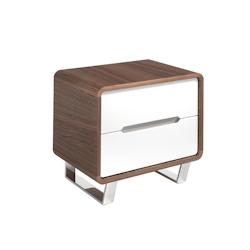 AC ANGEL CERDA Angel Cerdá Table de chevet bois blanc, noyer et acier chromé 7107C 55 x 39 x 49 - marron Bois massif 8435631012429_0