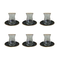 Aulica Tasses A The Noir & Or - Lot De 6 - noir verre 965117_0