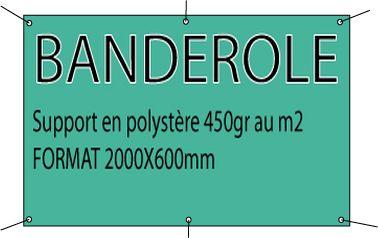 Banderole publicitaire 2000x600mm - polyester 450g/m² - impression numérique_0