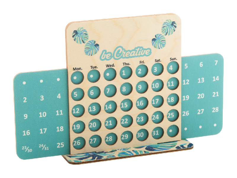 Calendrier perpétuel en contreplaqué de bouleau - impression quadri sur mesure - livré à plat_0