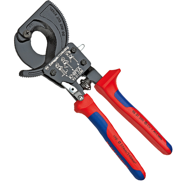 COUPE CÂBLE À CLIQUET KNIPEX POUR CÂBLE EN CUIVRE ET ALUMINIUM