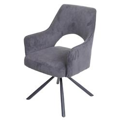 Décoshop26 - Chaise de salle à manger fauteuil rotatif en tissu velours côtelé gris foncé 04_0006332 - gris 3000261711063_0