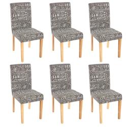 Décoshop26 - Lot de 6 chaises de salle à manger en tissu imprimé gris pieds clairs CDS04219 - gris 3000067978950_0