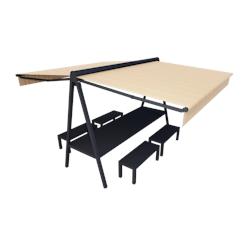 Ensemble duo et bancs 8 places Alia Plein Air (Gris anthracite - Orchestra Chicago 7467) - aluminium RETTAB8P-BANC-7016-7467-ORC_0