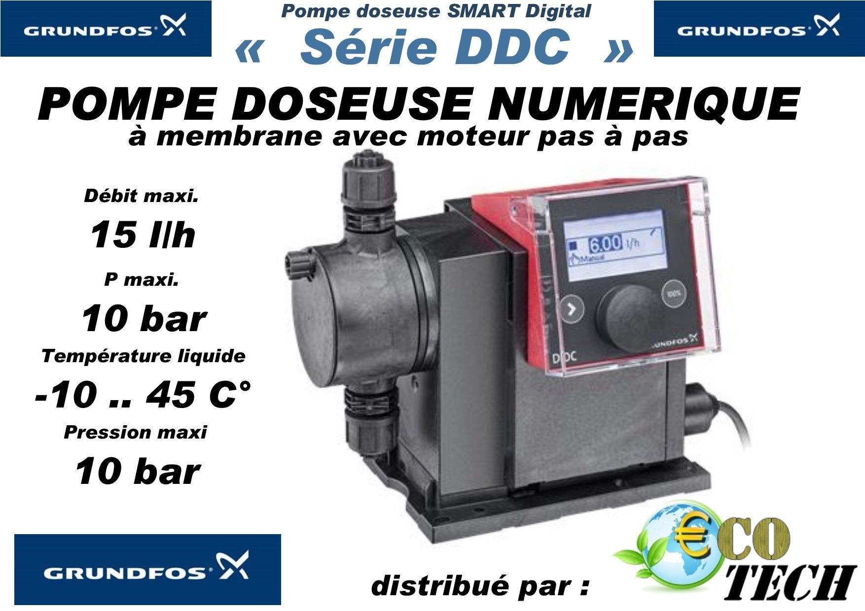 Grundfos smart digital ddc - pompe doseuse haute précision débit maxi 15l/h_0