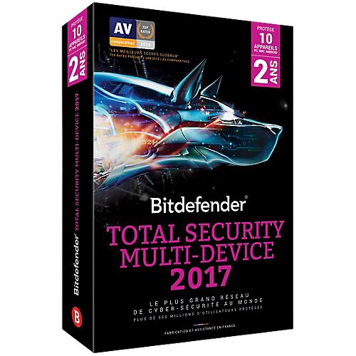 LOGICIEL ANTIVIRUS TOTAL SECURITY MULTI-DEVICE 2017-2 ANS / 10 POSTES BITDEFENDER B-FBDTS 2 ANS