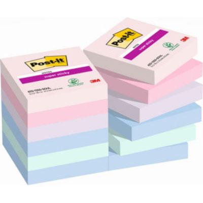 NOTES REPOSITIONNABLES POST-IT SOULFUL 48 X 48 MM COLORIS ASSORTIES - 12 BLOCS DE 90 FEUILLES