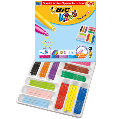 PACK DE 96 FEUTRES DE COLORIAGE BIC VISACOLOR XL - POINTE LARGE - 12 COULEURS ASSORTIES