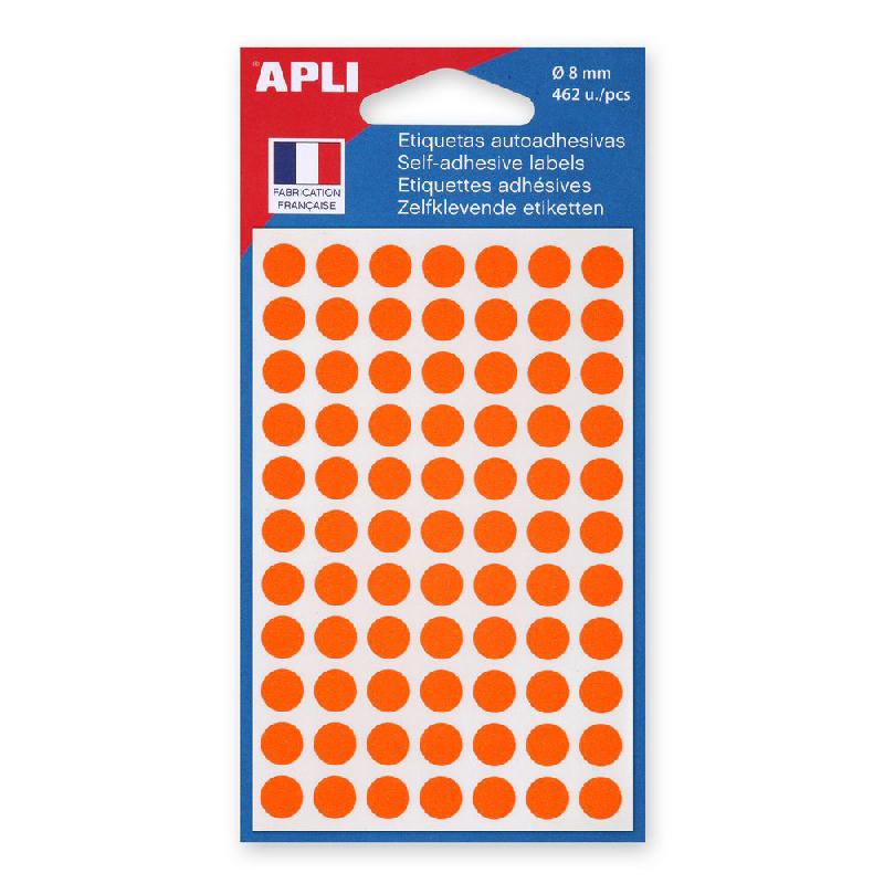 PASTILLES ADHESIVES DE COULEUR AGIPA Ø 8 MM - POCHETTE DE 462 - COLORIS ORANGE