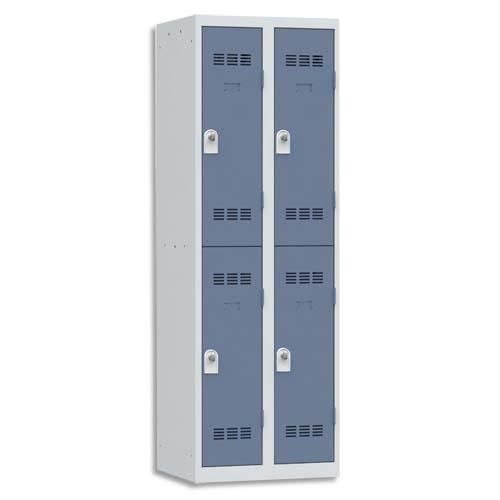 Pierre henry vestiaire 2 cases + 2 colonnes - dimensions : l60 x h180 x p50 cm gris perle bleu_0