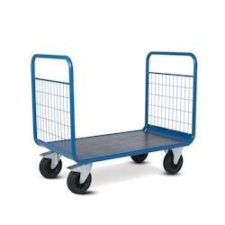 Chariot manutention avec 2 dossiers grillagés charge 500kg - 80 x 120 x 100cm PROVOST - bleu acier 400901084_0