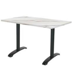 Restootab - Table 120x70cm - modèle Bazila marbre blanc - blanc fonte 3701665200268_0