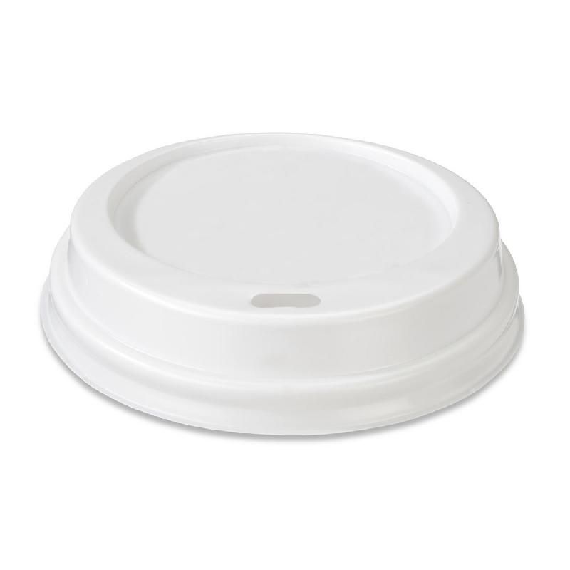 STAPLES BOISSON CHAUDE COUVERCLES PERCÉS BLANC PLASTIQUE 90 MM