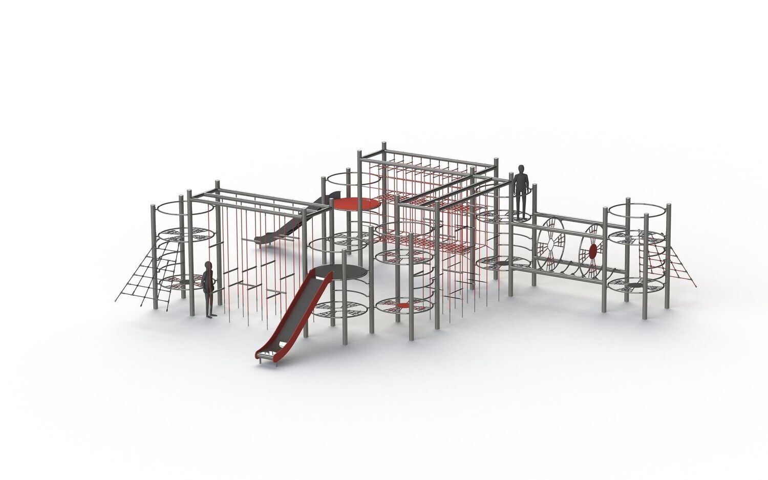 Structure multi tours à cordes - Aire de jeux conforme EN1176 - Référence BT16585 - Acier inoxydable et plastiques HDPE/HPL durables_0